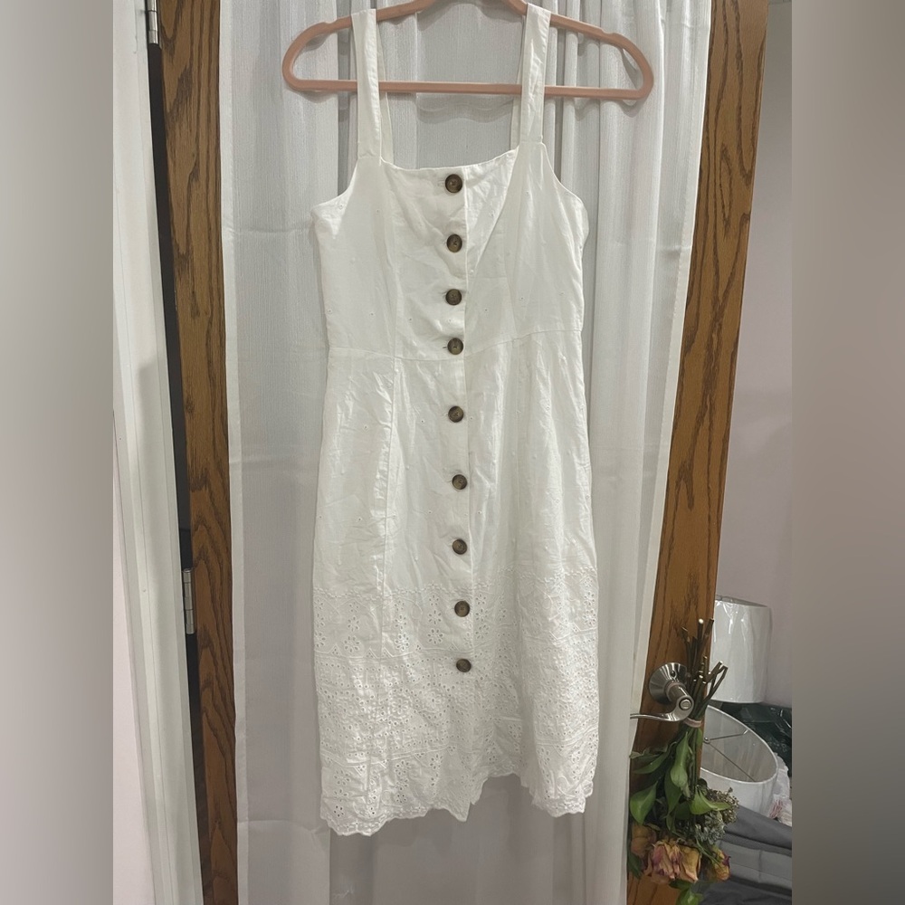 GAP White Buttoned Midi Sundress